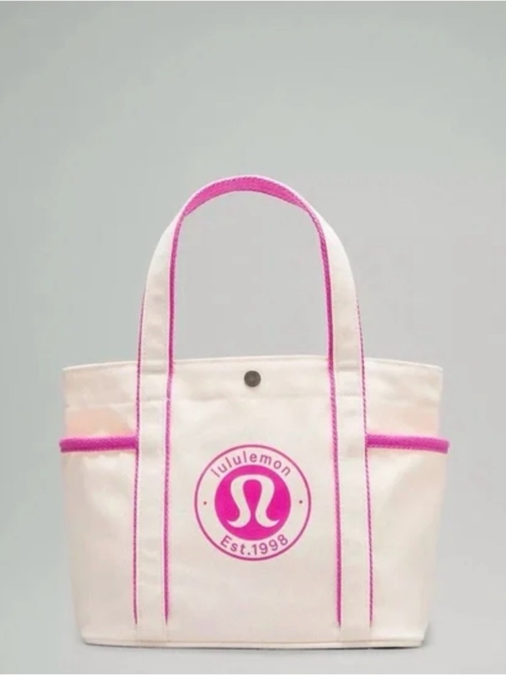 Lululemon Daily Multi-Pocket Mini Canvas color Nat/PPKT pink Tote Bag 6.5L NWT